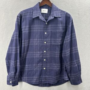 NN. 07 Shirt Mens 7 Blue Plaid Lightweight Flannel Button Preppy Minimalist